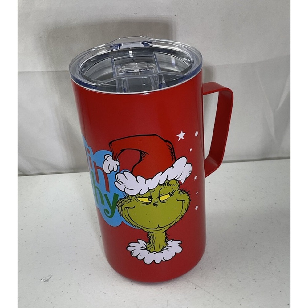 Dr Suess The Grinch Who Stole Christmas Feeling Grinchy Travel Tumbler W/ Handle